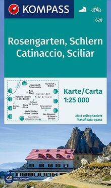 628 Rosengarten, Schlern, Catinaccio, Sciliar 1:25.000, KOMPASS Wanderkarte