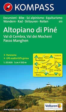 KOMPASS Wanderkarte 075 Altopiano di Piné - Val di Cembra - /Val dei Mocheni - /Passo Manghen, MAIRDUMONT: KOMPASS-Wanderkarten