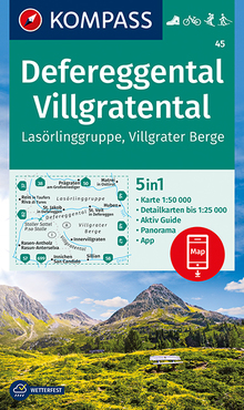 KOMPASS Wanderkarte Defereggental, Villgratental, Lasörlinggruppe, Villgrater Berge, KOMPASS-Wanderkarten
