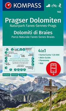 KOMPASS Wanderkarte 145 Pragser Dolomiten, Naturpark Fanes-Sennes-Prags, Dolomiti di Braies, Parco Naturale Fanes-Senes-Braies, MAIRDUMONT: KOMPASS-Wanderkarten