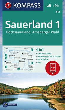 KOMPASS Wanderkarte Sauerland 1, Hochsauerland, Arnsberger Wald, MAIRDUMONT: KOMPASS-Wanderkarten