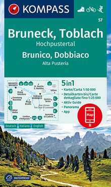 KOMPASS Wanderkarte 57 Bruneck, Toblach, Hochpustertal, Brunico, Dobbiaco, Alta Pusteria, MAIRDUMONT: KOMPASS-Wanderkarten