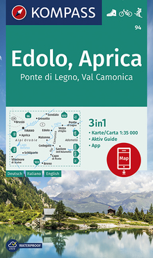 KOMPASS Wanderkarte Edolo, Aprica, Ponte di Legno, Val Camonica, KOMPASS-Wanderkarten