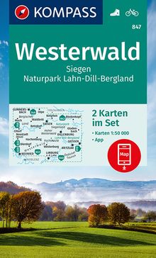 KOMPASS Wanderkarte 847 Westerwald, Siegen, Naturpark Lahn-Dill-Bergland, MAIRDUMONT: KOMPASS-Wanderkarten