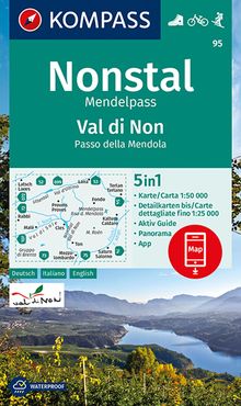KOMPASS Wanderkarte Nonstal, Mendelpass, Val di Non, Passo della Mendola, KOMPASS-Wanderkarten
