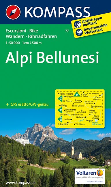MAIRDUMONT KOMPASS Wanderkarte Alpi Bellunesi
