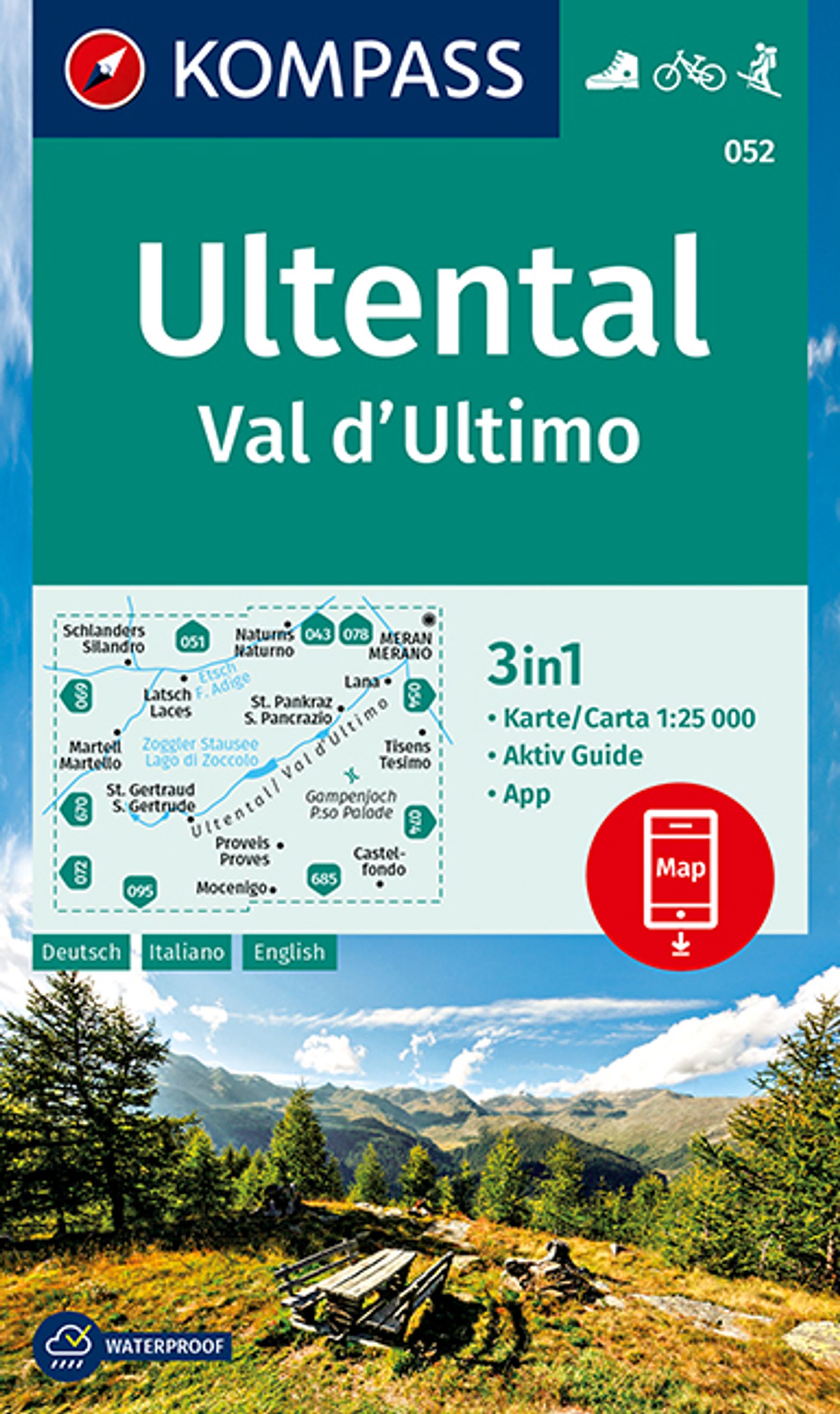 MAIRDUMONT KOMPASS Wanderkarte 052 Ultental, Val d'Ultimo