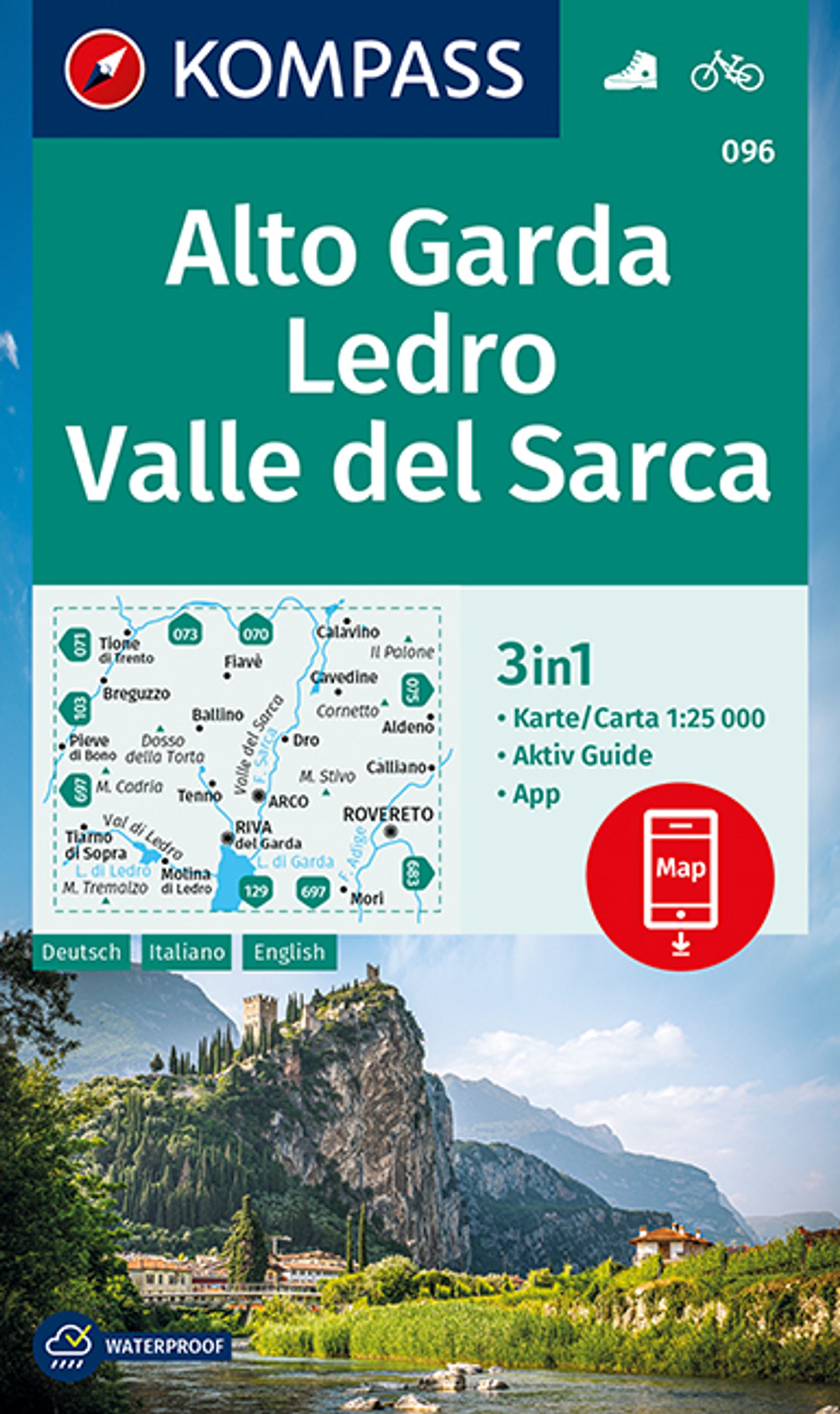 MAIRDUMONT KOMPASS Wanderkarte 096 Alto Garda, Ledro, Valle del Sarca