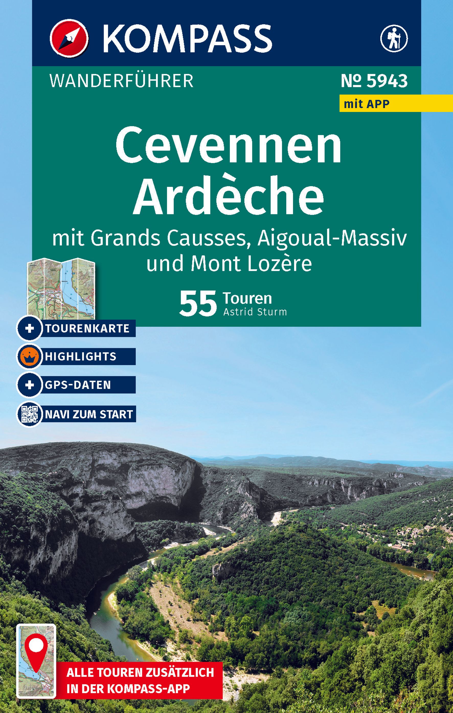 MAIRDUMONT Cevennen, Ardèche mit Grands Causses, Aigoual-Massiv und Mont Lozère, 55 Touren mit Extra-Tourenkarte