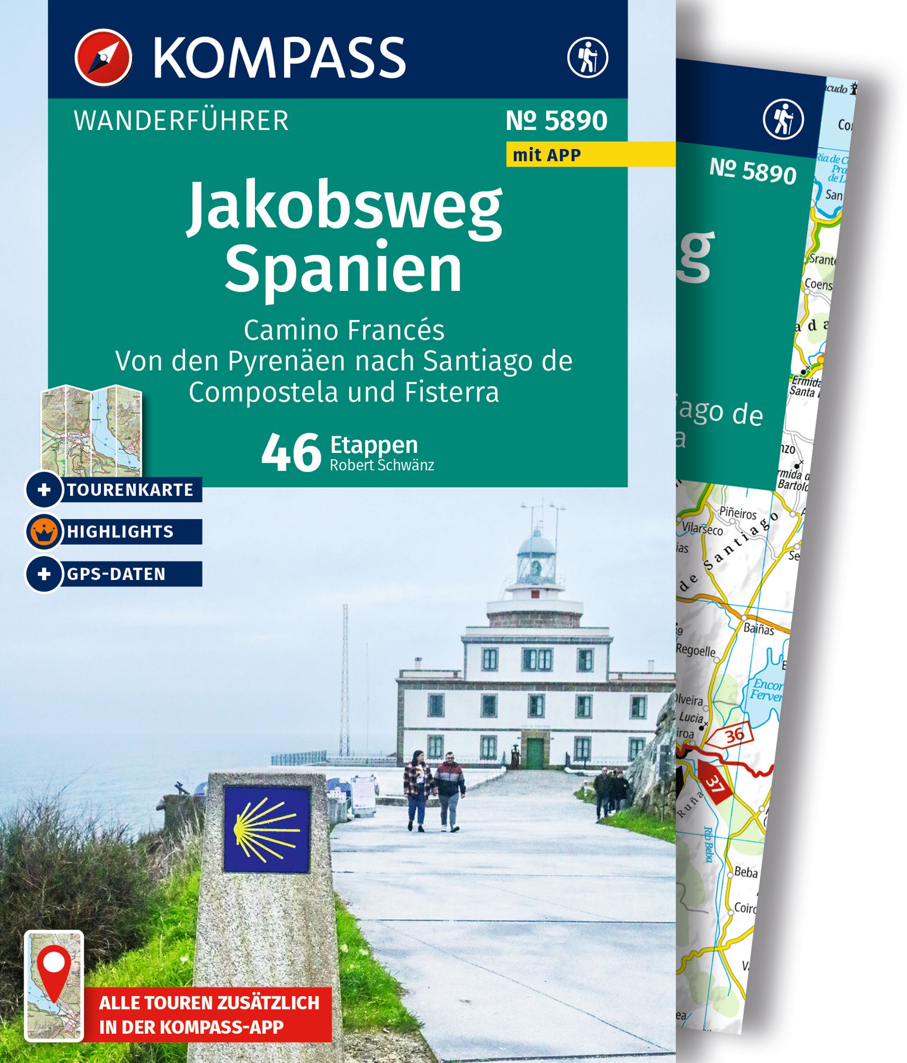MAIRDUMONT Jakobsweg Spanien, Camino Francés. Von den Pyrenäen nach Santiago de Compostela und Fisterra, 46 Etappen mit Extra-Tourenkarte